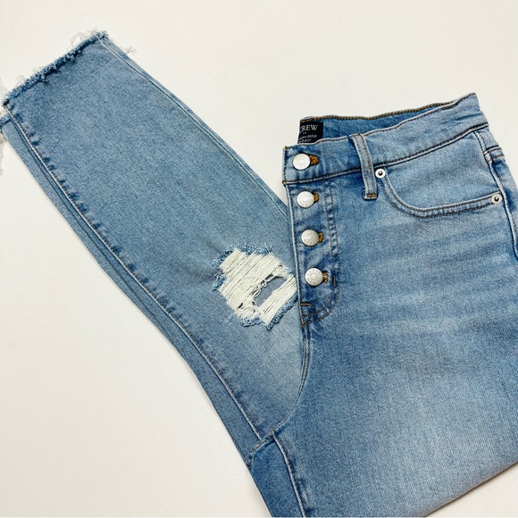 ✨ J. Crew 10" High Rise Button Fly Skinned Knee Skinny Jeans - Picture 3 of 9